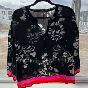 Joie silk floral blouse size L